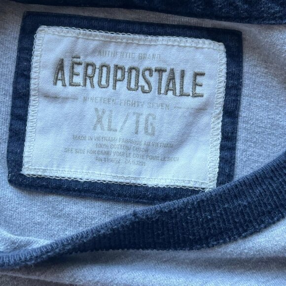 Y2K Aeropostale TShirt Women XL Gray Raglan Long Sleeve Preppy 2000s Nostalgic - Picture 3 of 7